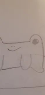 Minimal pencil sketch of a frog on white background.