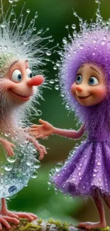 Furry cartoon characters with vibrant colors on a green backdrop.