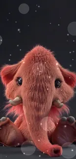 Adorable pink furry elephant mobile wallpaper.