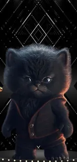 Adorable futuristic cat with a dark background