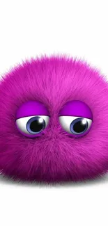 Cute purple fuzzy creature with big eyes on a white background.