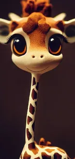 Adorable cartoon giraffe on a vibrant wallpaper background.