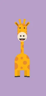 Cute cartoon giraffe on a purple background wallpaper.