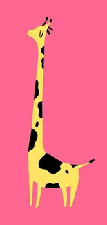 Cute giraffe on a vibrant pink background, perfect for phone wallpaper.