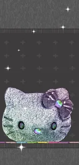 Adorable glittery cat wallpaper with sparkling design and gray background.