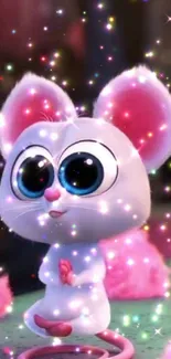 Cute cartoon mouse with glittering lights.