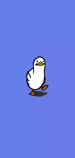 Cute cartoon goose on a blue background wallpaper.