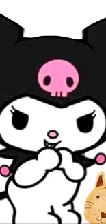 Gothic character with pink skull hat in a cute mobile wallpaper.