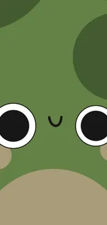 Cute green cartoon character wallpaper with large eyes.