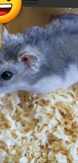 Cute gray hamster on soft bedding wallpaper