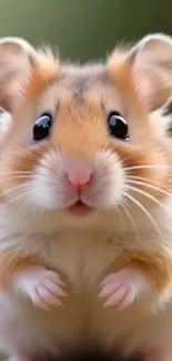Cute and fluffy hamster with tiny paws and big eyes.