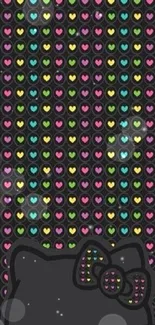 Vibrant heart pattern on dark wallpaper.