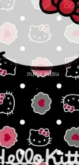 Hello Kitty wallpaper with polka dots and a cute bow.