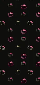 Hello Kitty black and pink pattern wallpaper for mobile phone.