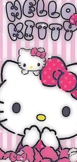 Adorable Hello Kitty wallpaper with pink and bows.