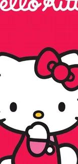 Hello Kitty with pink background mobile wallpaper.