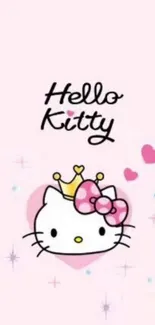 Adorable Hello Kitty with a pink background and cute design for mobile wallpaper.