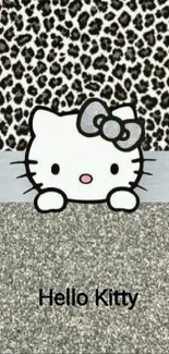 Adorable Hello Kitty wallpaper with leopard print and glitter texture.