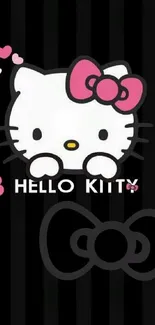 Hello Kitty wallpaper with black background and pink accents.