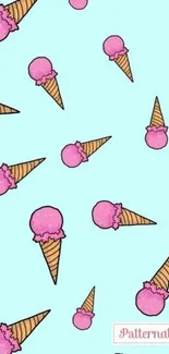 Cute ice cream cones on a light blue background wallpaper.