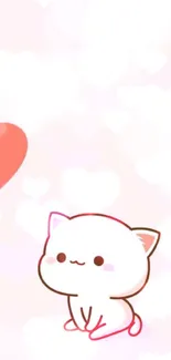 Cute kawaii cat wallpaper with pink background.