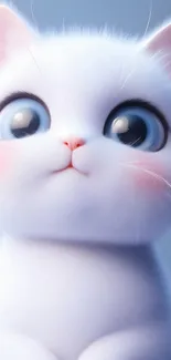 Adorable cartoon kitten with big eyes