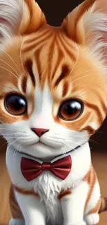 Cute ginger tabby kitten with bow tie.