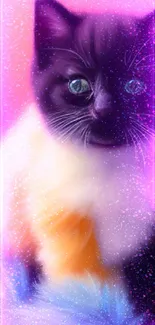 Adorable kitten with pastel gradient background and fluffy fur, ideal for phone wallpaper.