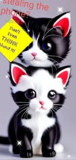 Cute cartoon kittens wallpaper with playful expressions.