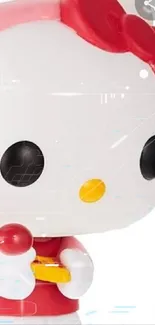 Cute kitty with red headphones and yellow nose toy style.