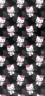 Cute kitty pattern wallpaper with a dark background.