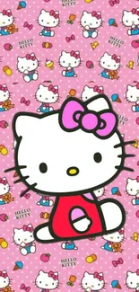 Cute pink kitty wallpaper with playful and vibrant design.