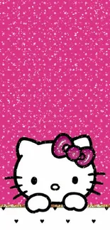 Pink kitty polka dot wallpaper, playful and cute mobile design.