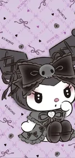 Cute Kuromi in pastel purple background.