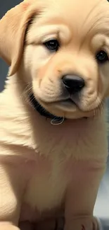 Adorable golden Labrador puppy with gentle expression, perfect for mobile wallpaper.