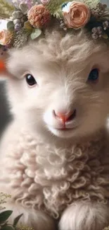 Cute lamb with a floral headpiece.