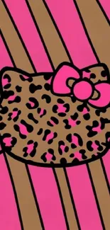 Charming leopard print with pink and brown on mobile wallpaper.