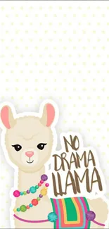 No Drama Llama mobile wallpaper with cute colorful design.