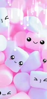 Cute marshmallow faces in pastel colors for mobile wallpaper.