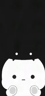 Minimalist black and white cat wallpaper with a cute design.