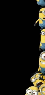 Minions stacked on black background, fun wallpaper.