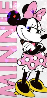 Minnie Mouse in pink polka-dot dress wallpaper.