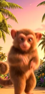 Adorable monkey in a lush tropical jungle setting with vibrant colors.