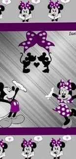 Cute purple mouse couple wallpaper with Disney theme.