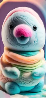 Adorable multicolored plush toy art with soft pastel hues and textures.