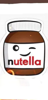 Cute winking Nutella jar illustration for mobile wallpaper.