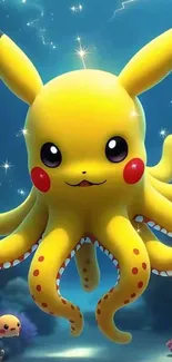 Anime-inspired octopus character in ocean setting mobile wallpaper.