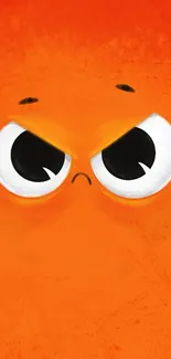 Cute cartoon face with big eyes on an orange background.