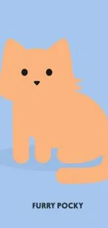 Cute orange cat illustration on light blue background.