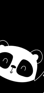 Cute panda on black background wallpaper.